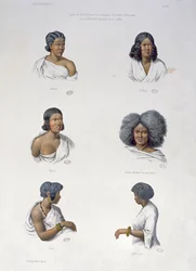 Nativos de Abisinia, grabado por Aumont, c.1840